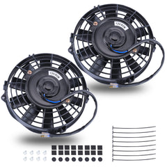 FGJQEFG 7-inch black radiator fan front view for versatile push-pull cooling.