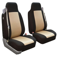 FH Group all-purpose flat cloth seat covers front set beige protects seats in SUV and sedan.