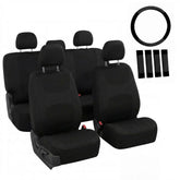 FH Group full set cloth seat covers on front seats offer durable protection and easy cleaning