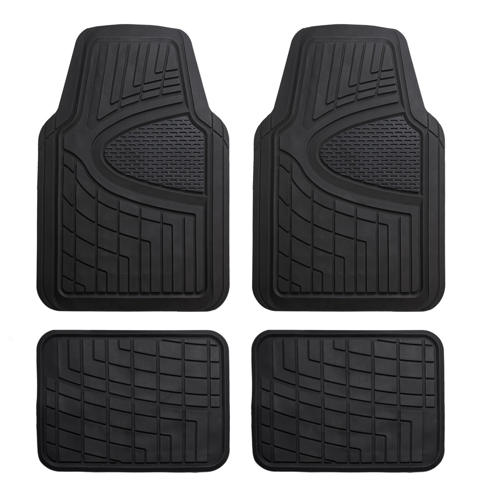FH Group heavy-duty rubber floor mats protecting car interior from spills and dirt