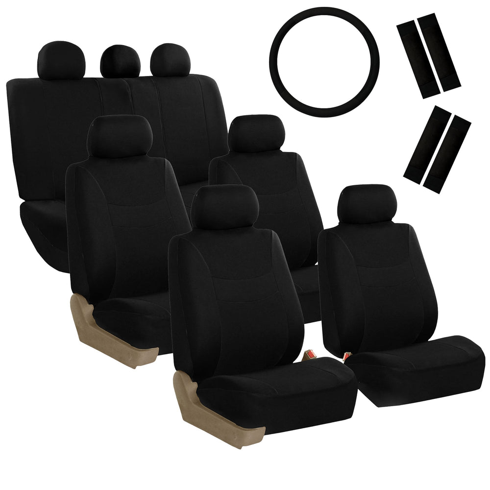 FH Group seat covers on front bucket seats; soft breathable fabric for daily comfort