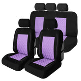 FH Group universal-fit diamond-stitched purple seat covers front view protect interior from wear