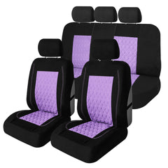 FH Group universal-fit diamond-stitched purple seat covers front view protect interior from wear
