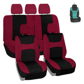 FH Group burgundy universal front seat covers show universal fit and easy cleaning.