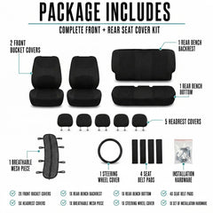 FH Group zippered backrests with mesh panels allow rear seat movement