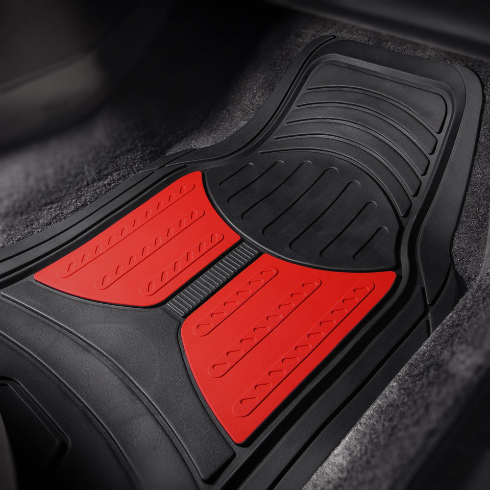 FH Group Monster Eyes Red mats with tall ridges prevent fluid leakage.
