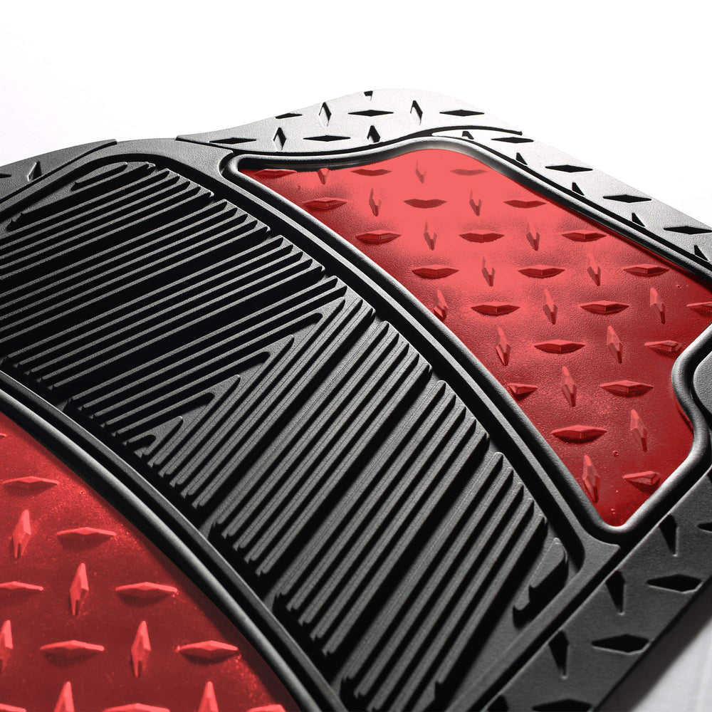 FH Group red metallic floor mats add a bold interior accent while protecting surfaces.