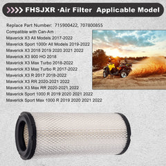FHSJXR Maverick X3 900 HO air filter demonstrating OEM-like fit.