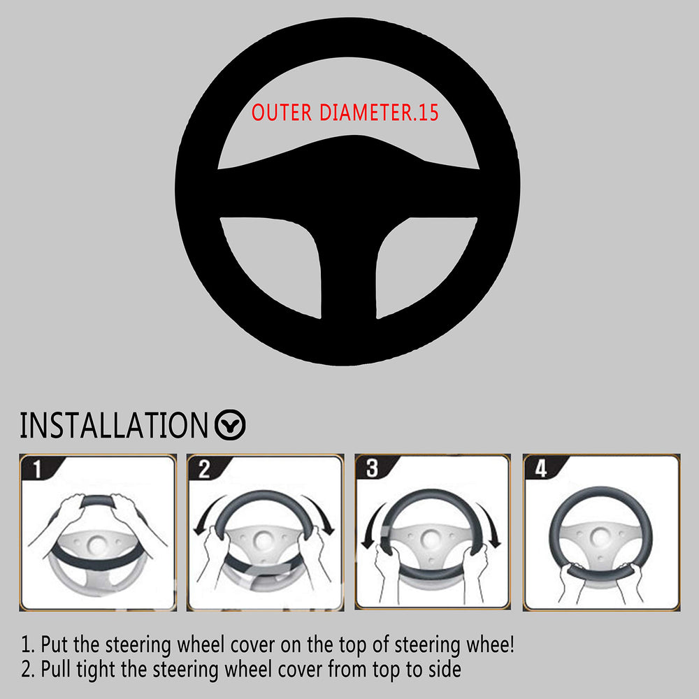 FHQSX steering wheel cover inner anti-slip layer improves grip while driving.