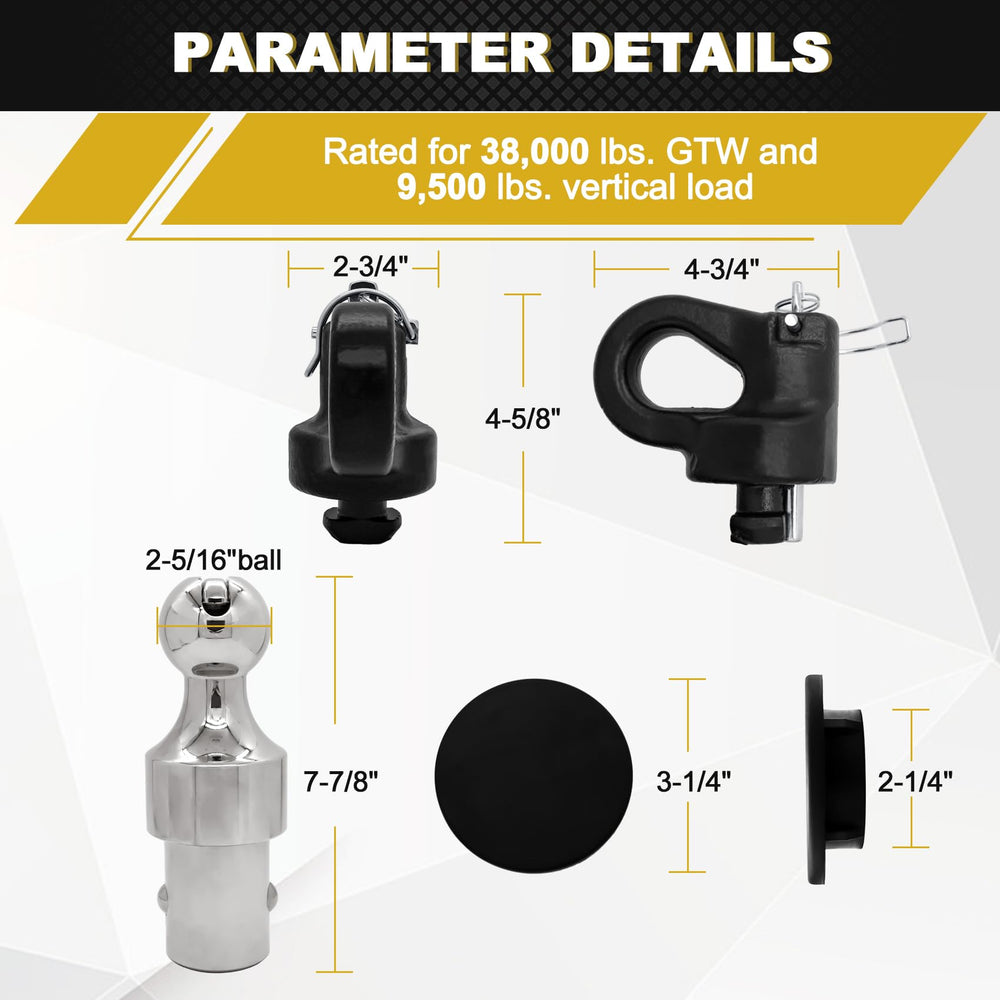 FHRHRY 60692 gooseneck ball kit supports 38000 lbs GTW and 9500 lbs VTW