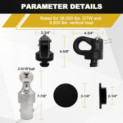 Heavy-duty construction rated up to 38,000 GTW for heavy trailers.