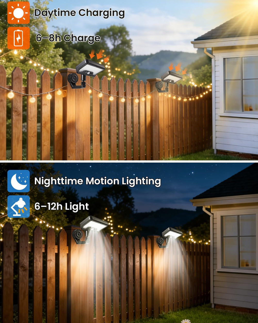 FIALAME solar motion sensor light detecting movement outdoors