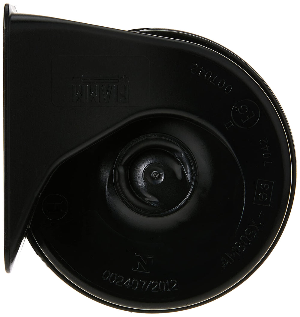 FIAMM AM80SX high-note horn installation view demonstrating universal mounting compatibility.