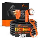 Ficstar 50-amp RV extension cord with locking connector for reliable campground power