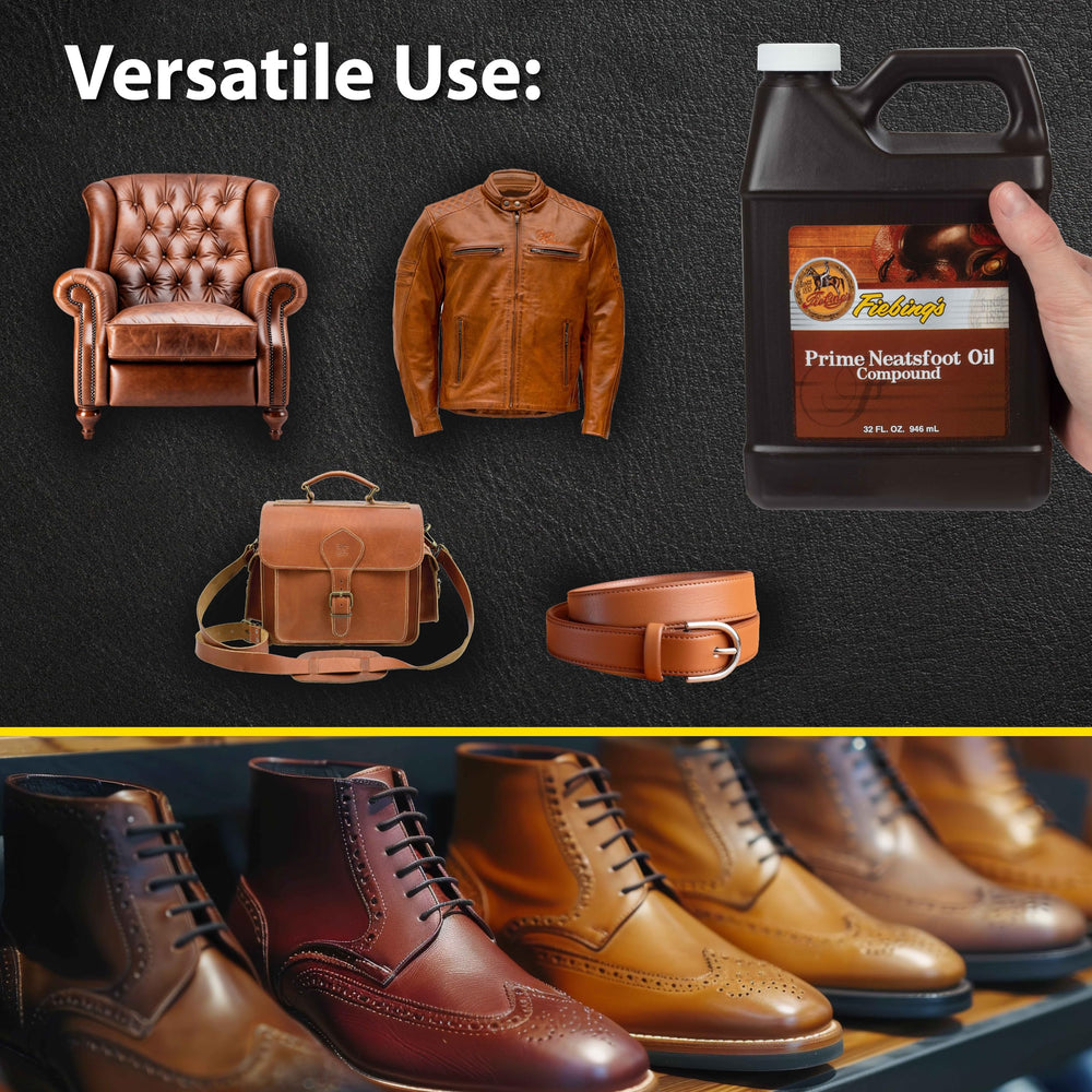 Applying Fiebing's Prime Neatsfoot Oil on leather demonstrates improved smoothness.