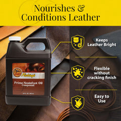 Fiebing's Prime Neatsfoot Oil softens leather for flexibility.