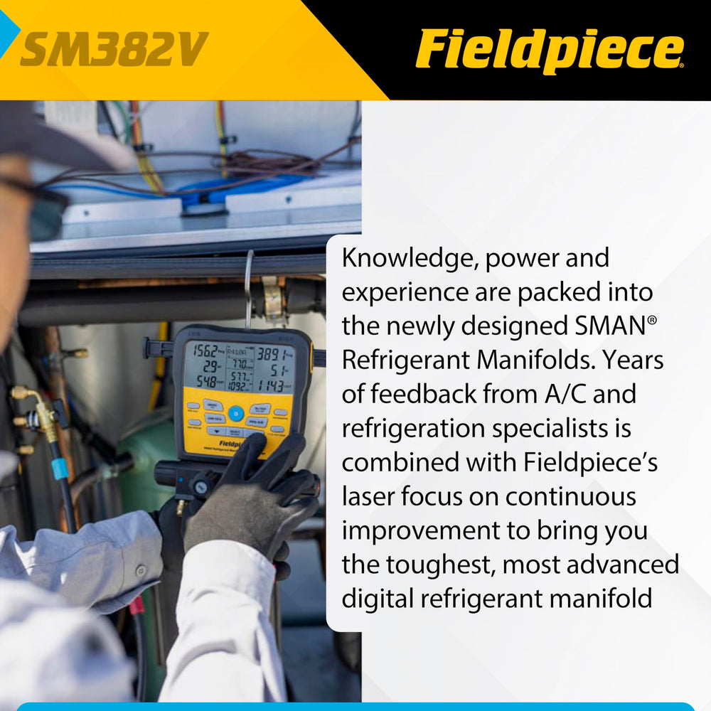 Fieldpiece SM382V protected thermocouple jacks enable quick outdoor and pipe temperature checks.