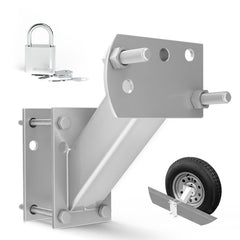 FIERYRED trailer spare tire mount front view highlights sturdy forged iron build for secure mounting.