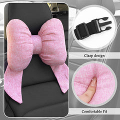Figpade bow headrest pillow breathable linen-cotton fabric for all-season comfort.