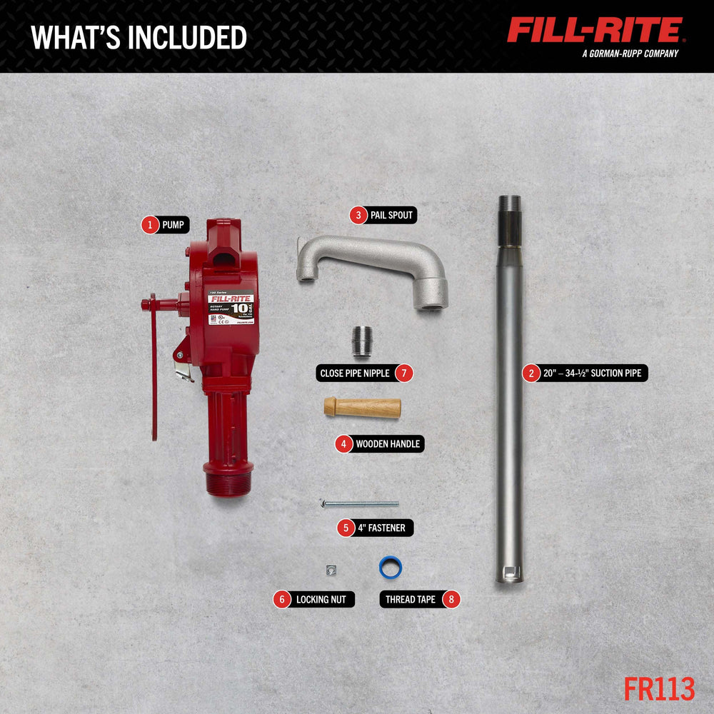 Fill-Rite FR113 with pail spout attachment ready for spill-free pouring