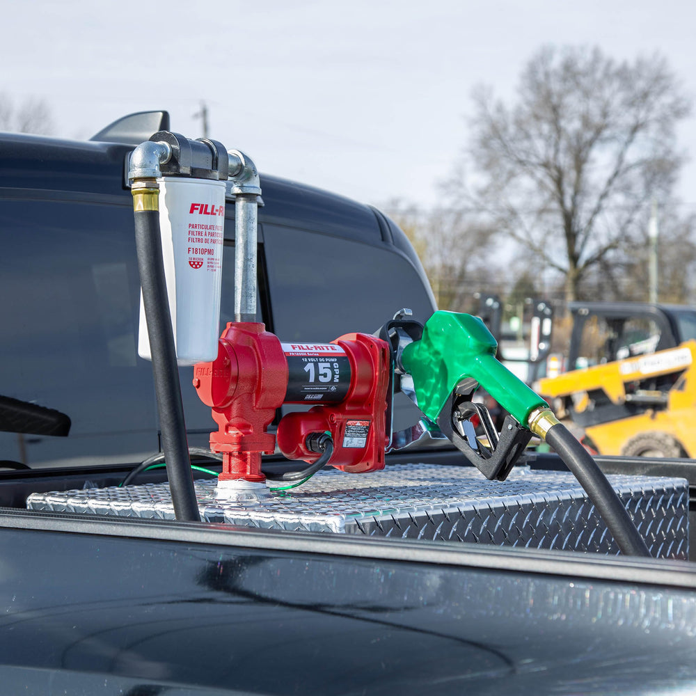 Fill-Rite FR1210HA1F installation on a truck bed for mobile fueling