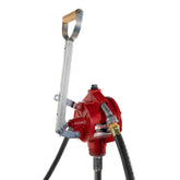 Fill-Rite FR152 piston pump with hose and nozzle spout enables fast, controlled fuel transfer