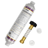 Filterelated inline deionizer with transparent housing for easy resin monitoring.