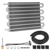 FilterUp 8Pass aluminium transmission oil cooler front view shows robust heat exchanger