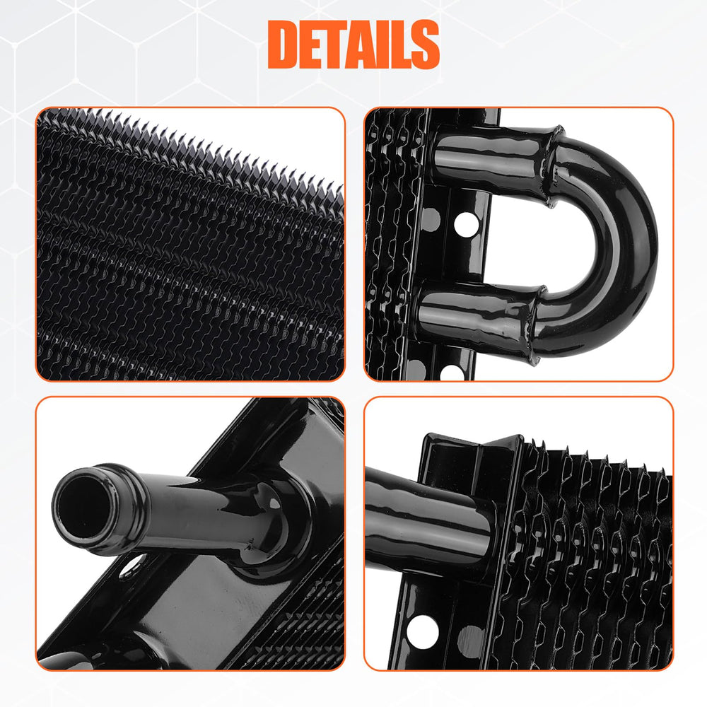 FilterUp black oil cooler body image conveying a sleek, low-profile fit
