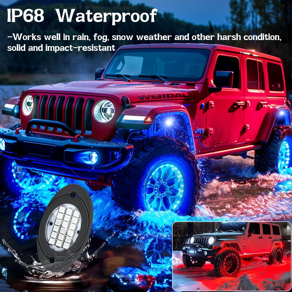 Fimker rock lights demonstrate brake-synced effect for added visibility.