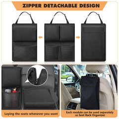 FINPAC backseat organizer demonstrating detachable zipper modules