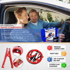 FIRST SECURE 90-piece roadside kit neatly organized inside the case
