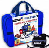 FIRST SECURE car emergency kit front view showing rugged storage and organized tools for the road