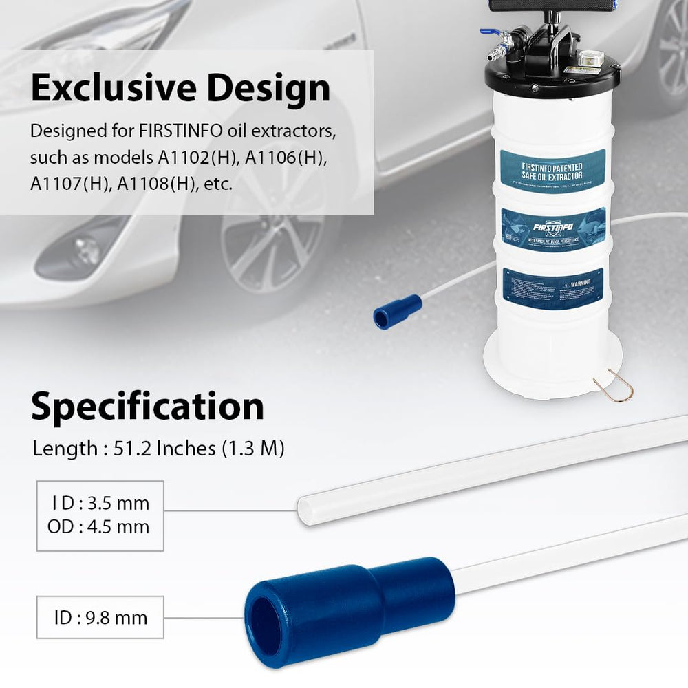 FIRSTINFO A1104A extension tube demonstrates compatibility with oil extractor pumps.
