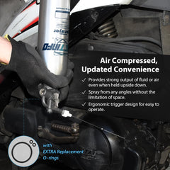 FIRSTINFO A1638 straight-stream nozzle for targeted lubrication.