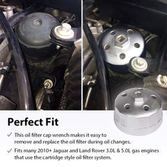 FIRSTINFO F3546LR showing compatibility with Land Rover and Jaguar for cartridge filters.