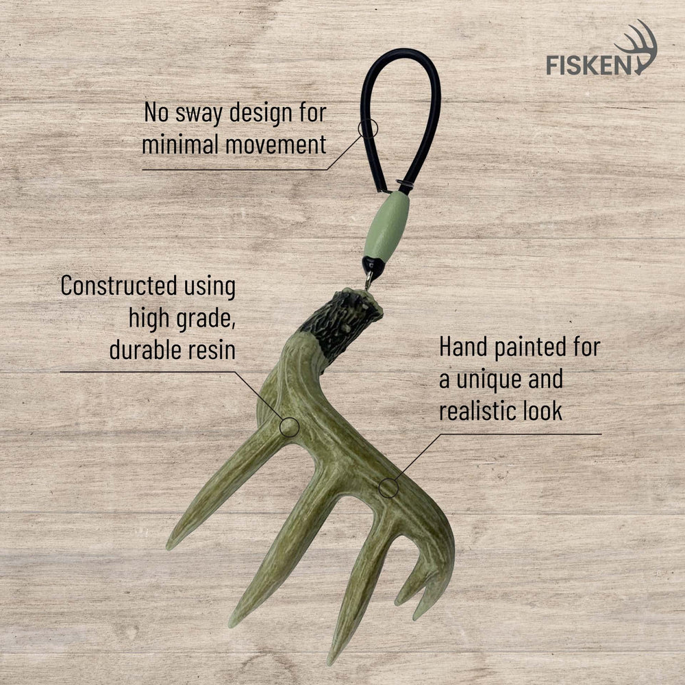 Fisken hand-painted whitetail antler replica showcases authentic details for outdoors enthusiasts.