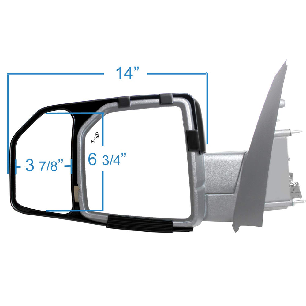 Fit System K SOURCE Snap and Zap 81850 left mirror extension enhances towing visibility for Ford F-150.