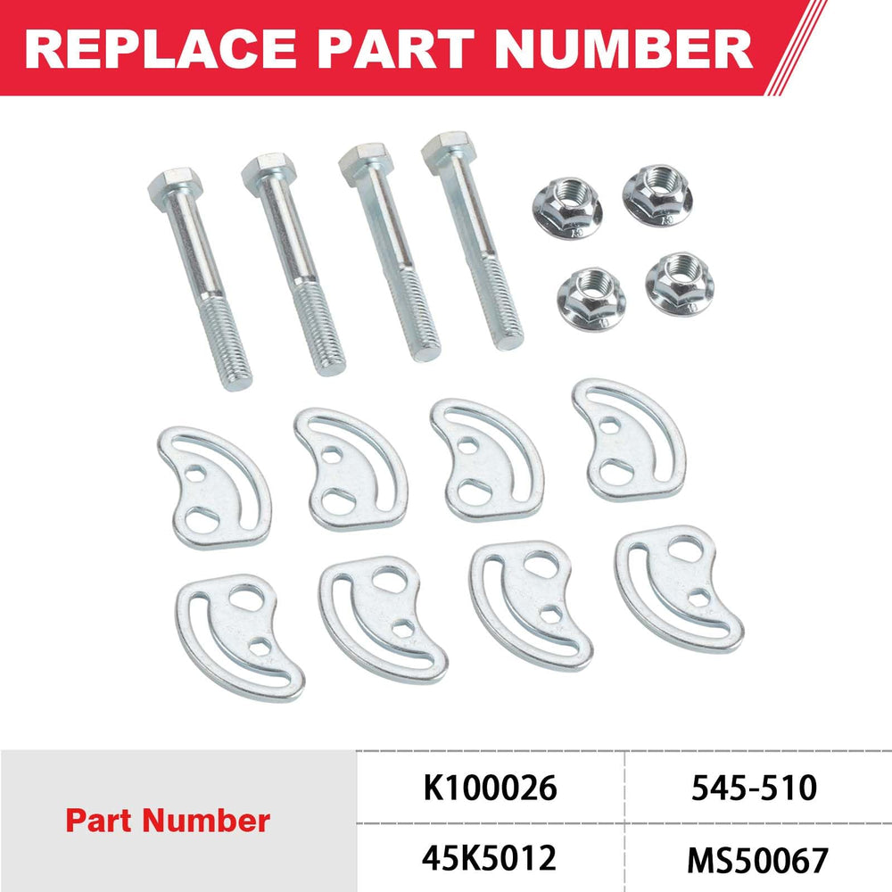 Fitede Camber bolts shown for easy caster alignment adjustment