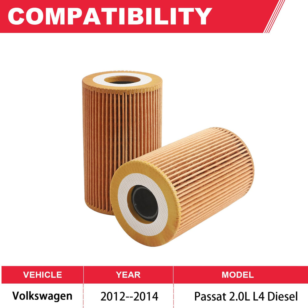 Fitede Passat TDI oil filter top view emphasizes clean filter seal and accuracy.