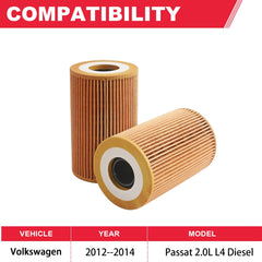 Fitede Passat TDI oil filter top view emphasizes clean filter seal and accuracy.