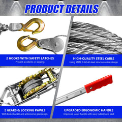 FITHOIST Come Along Winch hooks with self-closing safety latches for secure attachment
