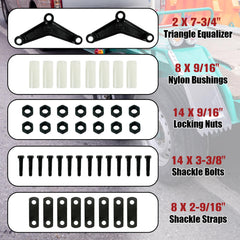 FITHOIST trailer shackle kit nylon bushings reduce wear and absorb shocks.