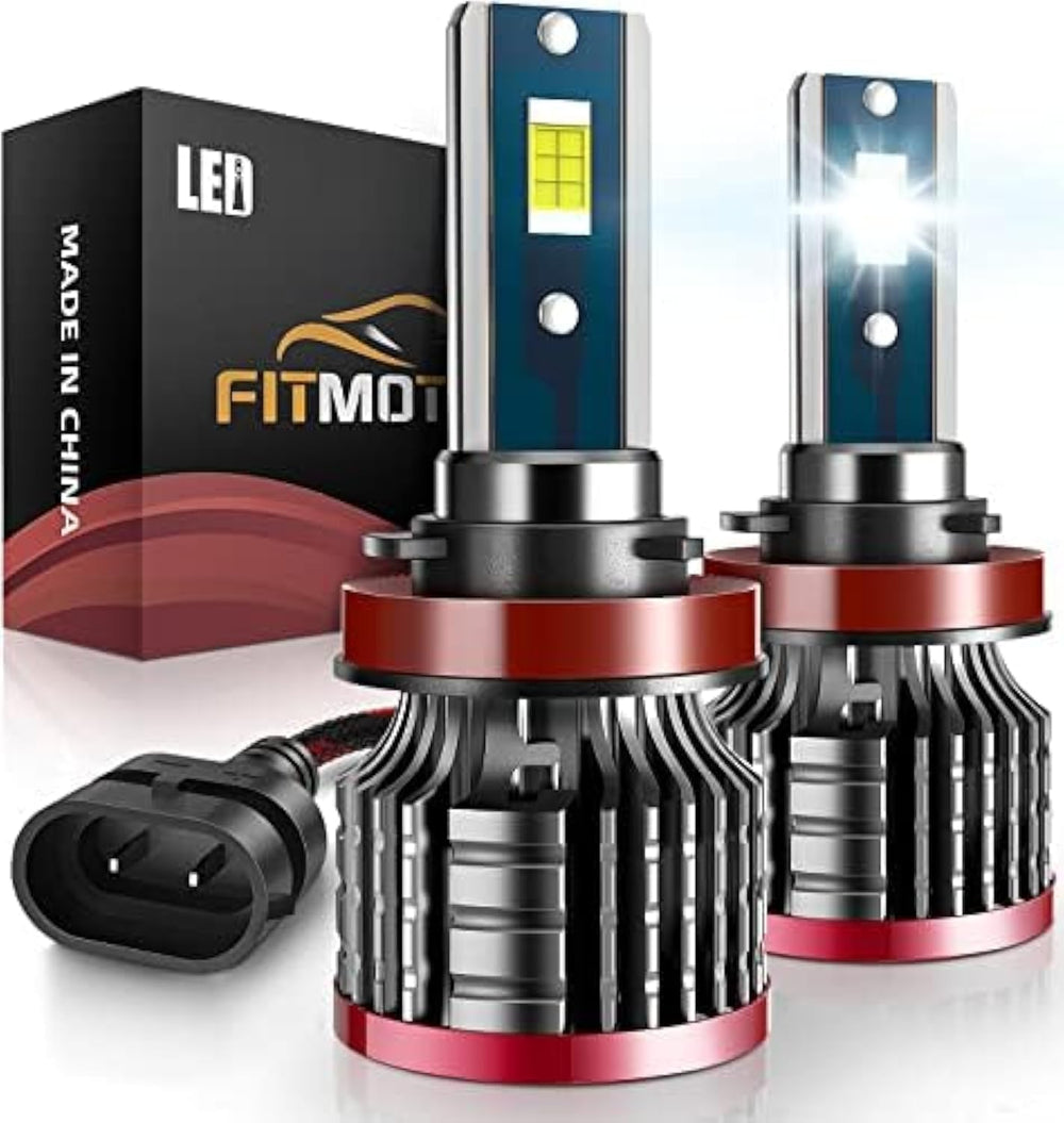 FITMOTORS H11/H8/H9 bulbs front view showing 80W brightness for clearer night driving.
