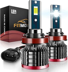 FITMOTORS H11/H8/H9 bulbs front view showing 80W brightness for clearer night driving.
