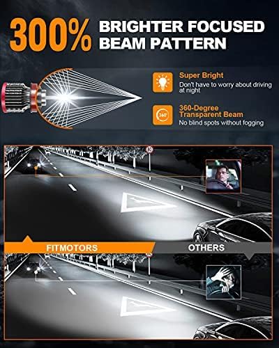 FITMOTORS H11 LED bulbs beam pattern mirrors halogen for familiar lighting