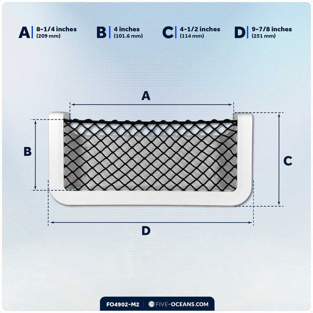 Five Oceans durable net with screws offers secure mounting for gear storage.