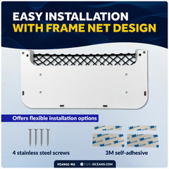 Five Oceans wall-mounted frame net storage optimizes vertical space on boats and RVs.