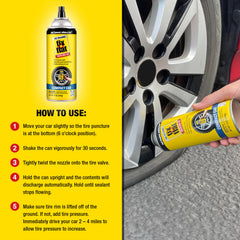 Fix-A-Flat S60410 compact-tire application for quick roadside assistance.