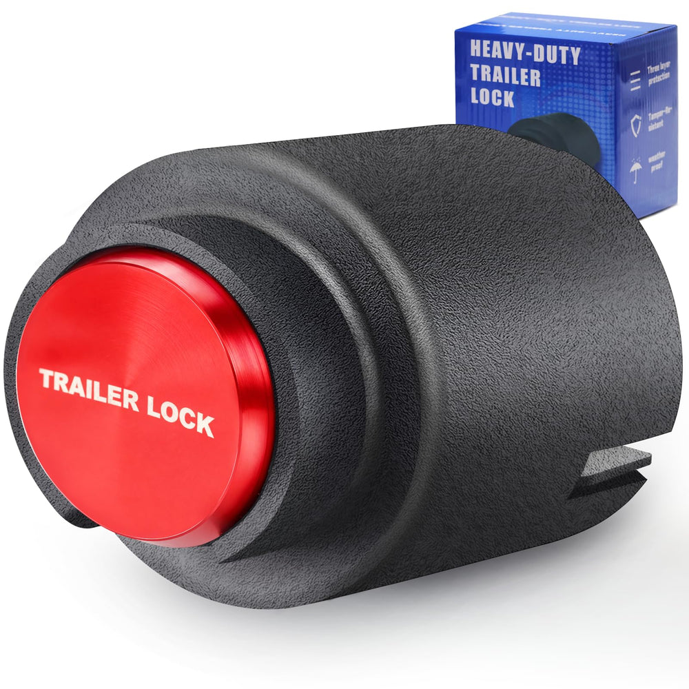 FixOasis trailer lock front view highlighting visual deterrence for theft prevention
